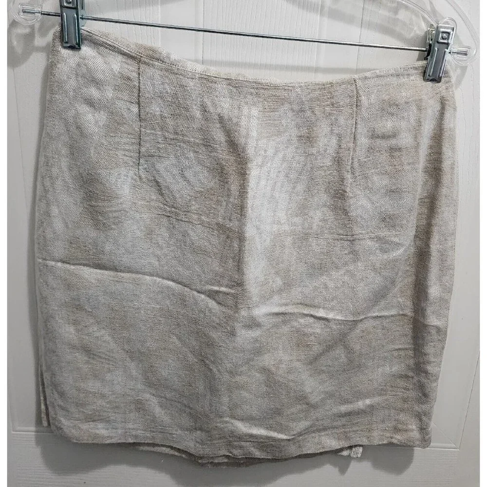 Vtg Campaigne International Express Linen Blend Mini Wrap Skirt Beige Size 9/10‎